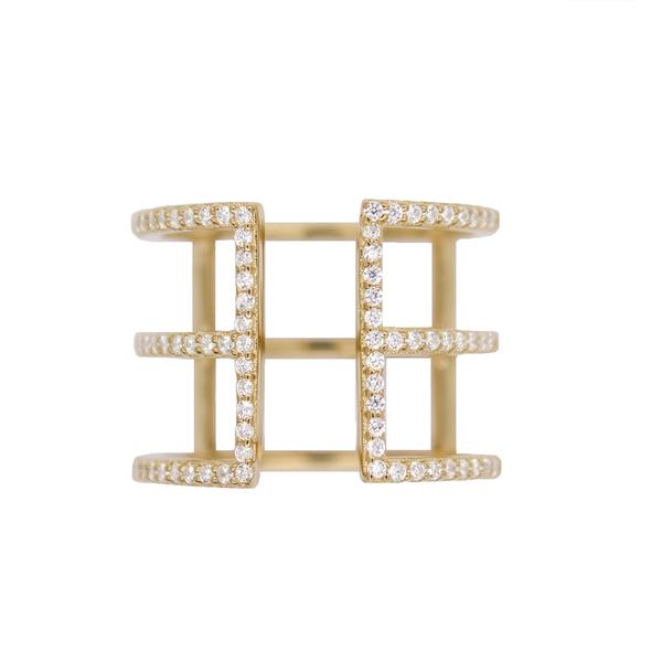 Pave Cage Ring  - Gold